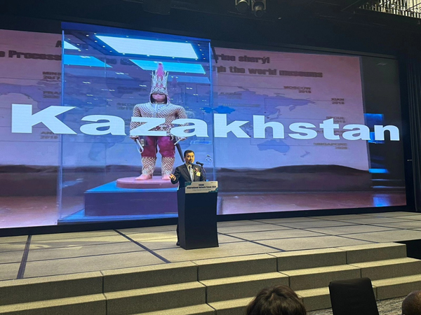 ﻿지난 5일 '2024 핵심광물 국제포럼' 행사에서 누르갈리 아르스타노프 주한 카자흐스탄 대사가 축사를 하고 있다.